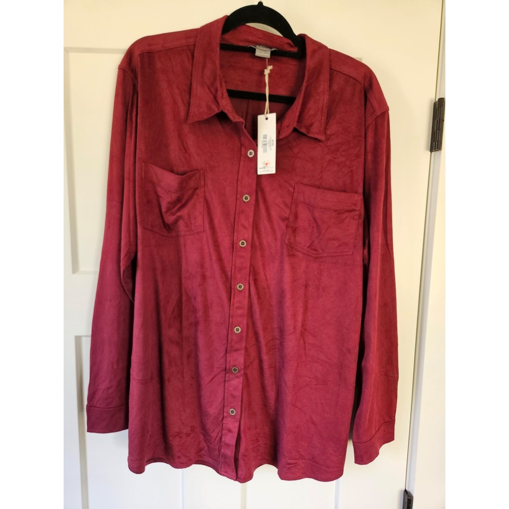 Natural reflection 2X faux suede button shirt/tunic NWT super soft